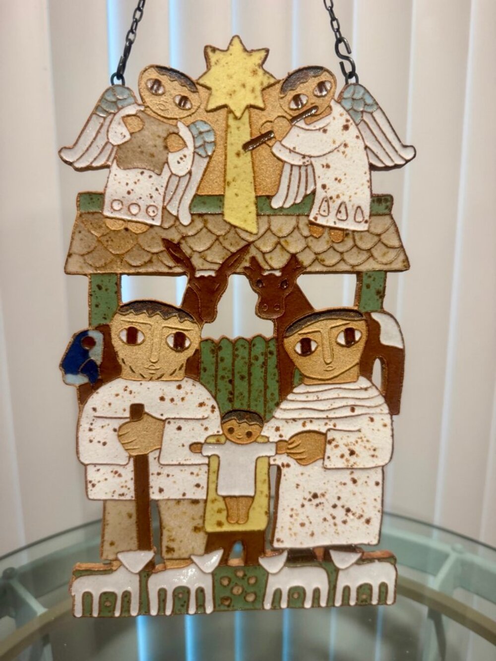St Andrews Abbey Ceramic Nativity Wall Hanging Plaque Folk Art